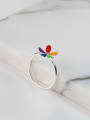 thumb Fashion Colorful Flower Silver Women Ring 2