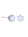 thumb Tiny Cubic Opal stone Copper Stud Earrings 0