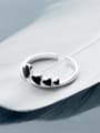 thumb Fresh Open Design Heart Shaped Glue Silver Ring 0