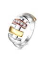 thumb Exaggerated Multi-color Gold Geometric Shaped Ring 0