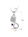 thumb Fashion Cute Cat Shiny Zirconias Pendant Copper Necklace 4