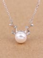 thumb Platinum Plated Freshwater Pearl Antler Necklace 0