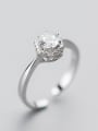 thumb Temperament S925 Silver Round Shaped Zircon Ring 1