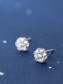 thumb 925 Sterling Silver With Silver Plated Simplistic Round Stud Earrings 1