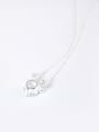 thumb Simple Cubic Zircon Tiny Deer Antlers Pendant 925 Silver Necklace 2