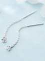 thumb All-match S925 Silver Flower Shaped Line Earrings 1