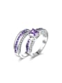 thumb Creative 925 Silver Purple Square Shaped Zircon Ring Set 0