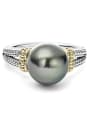 thumb Copper With White Gold Plated Classic Round Imitation Pearl Solitaire Rings 1