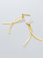 thumb 925 Sterling Silver With Gold Plated Simplistic Fringe Threader Earrings 1