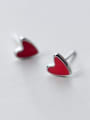 thumb S925 silver red heart-shaped stud Earring 0