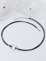 thumb Fashionable Round Shaped Artificial Leather Silver Choker 1