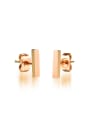 thumb Simple Rose Gold Plated Square Bar Stud Earrings 0