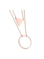 thumb Simple Round Triangle Rose Gold Plated Necklace 0
