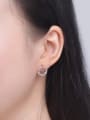 thumb Simple Tiny Cubic Zirconias Hollow Round 925 Silver Stud Earrings 1