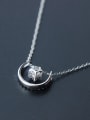 thumb S925 Silver Fashionable Star And Moon Clavicle Short  Necklace 2