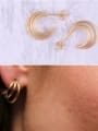 thumb Titanium With Gold Plated Simplistic Multiple rings Stud Earrings 1