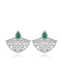 thumb Copper inlaid cubic zirconia fan-shaped exaggerated earrings 0