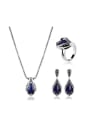 thumb Alloy Antique Silver Plated Vintage style Artificial Stones Water Drop shaped Three Pieces Jewelry Set 0
