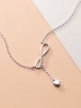 thumb 925 Sterling Silver With Platinum Plated Simplistic  Smooth  Bowknot Necklaces 3