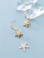 thumb 925 Sterling Silver With Gold Plated Simplistic Star Hook Earrings 2