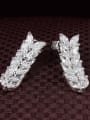 thumb High Quality Letter V Shaped Zircon Two Pieces Jewelry Set 1