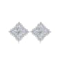 thumb Copper With Platinum Plated Delicate Hollow Square Stud Earrings 0