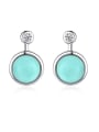 thumb 925 Sterling Silver With Turtquoise Fashion Round Stud Earrings 0