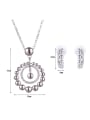 thumb Alloy White Gold Plated Fashion Rhinestones Round Two Pieces Jewelry Set 3