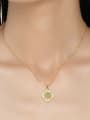 thumb Square Shape Natural Green Micro Pave 14 Gold Plated Necklace 1