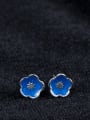thumb Personalized Blue Cherry Flower 925 Silver Stud Earrings 0