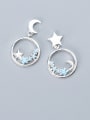 thumb 925 Sterling Silver With Platinum Plated Fashion Asymmetry  Stars Moon Stud Earrings 1