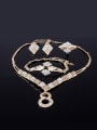 thumb Alloy Imitation-gold Plated Fashion Rhinestones Square-shaped Four Pieces Jewelry Set 1