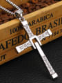 thumb Titanium Rhinestones Cross Necklace 1