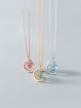 thumb 925 Sterling Silver With Cubic Zirconia Simplistic Moon Planet Necklaces 1