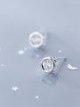 thumb 925 Sterling Silver With Platinum Plated Simplistic Round Stud Earrings 2