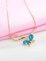 thumb Blue Zircon Gold Plated Butterfly Shaped Necklace 2