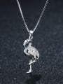 thumb 925 Sterling Silver With Platinum Plated Cute Flamingo Necklaces 0