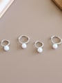 thumb 925 Sterling Silver With Opal Delicate Ball Clip On Earrings 0