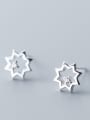 thumb 925 Sterling Silver With Silver Plated Simplistic Octagonal star Stud Earrings 2