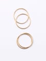 thumb Titanium With Gold Plated Simplistic Hollow Smooth Round Band Rings 2