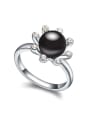 thumb Simple Imitation Pearl Flowery Alloy Ring 0