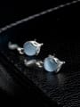 thumb Blue Fox Shaped Opal Stone Stud Earrings 1
