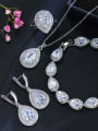 thumb Luxury Shine  AAA Zircon Necklace Earrings Bracelet ring 4 Piece jewelry set 0