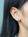 thumb Elegant Flower Shaped S925 Silver Artificial Pearl Stud Earrings 1