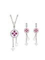 thumb Alloy White Gold Plated Fashion Rhinestones Geometric Two Pieces Jewelry Set 0