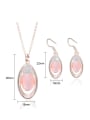 thumb Alloy Rose Gold Plated Fashion Pink Stone Oval-shaped Two Pieces Jewelry Set 3