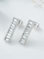 thumb Simple Rectangular Zircon Stud Earrings 2