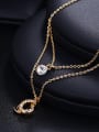 thumb Copper Alloy 18K Gold Plated Multi-layer Letter Zircon Necklace 1