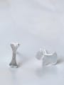 thumb Asymmetrical Simple Tiny Dog Bone 925 Silver Stud Earrings 0