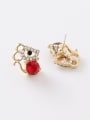 thumb Alloy With Rose Gold Plated Cute Hollow Mouse Stud Earrings 2
